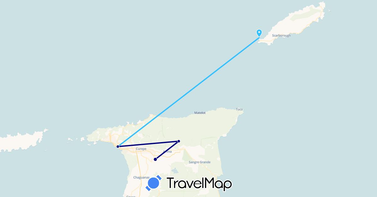 TravelMap itinerary: driving, boat in Trinidad and Tobago (North America)