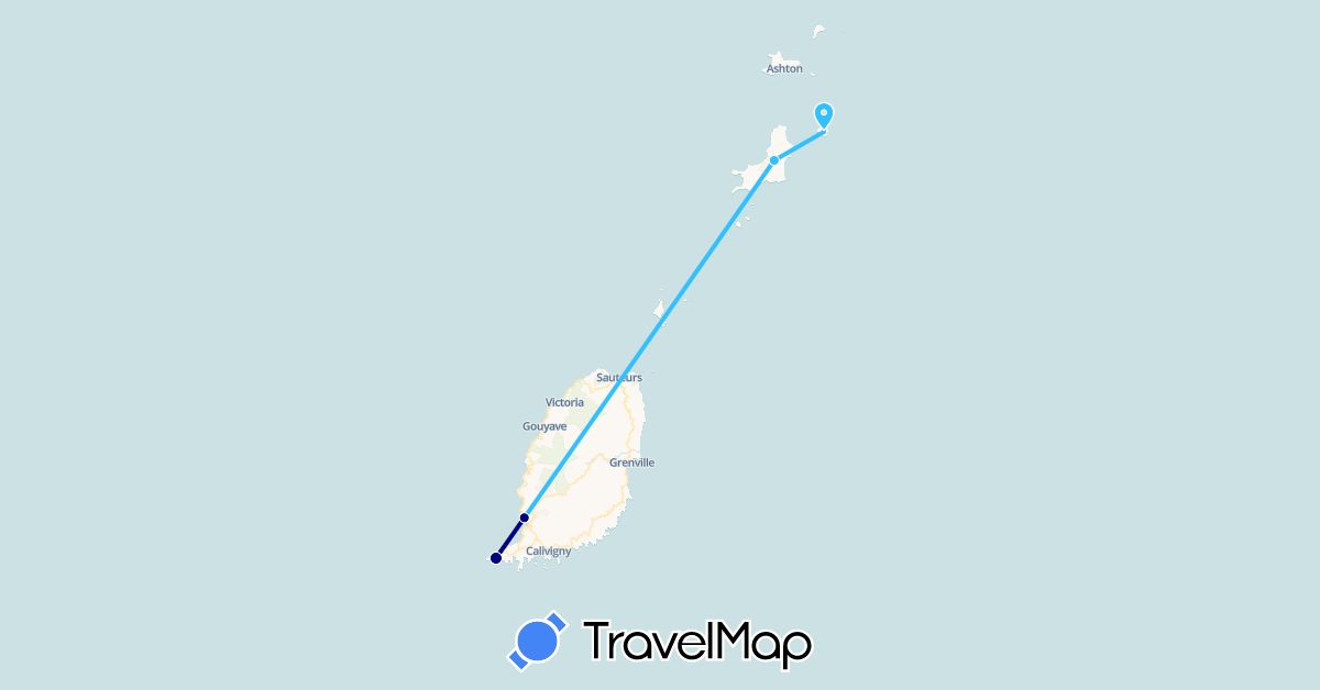 TravelMap itinerary: driving, boat in Grenada (North America)