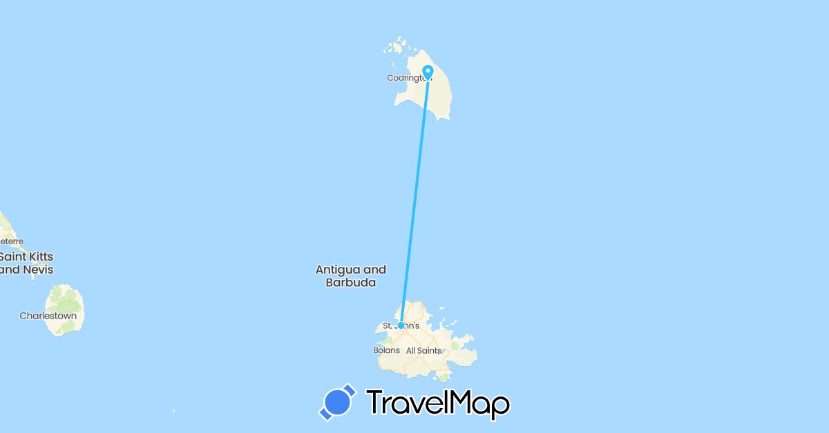 TravelMap itinerary: driving, boat in Antigua and Barbuda (North America)